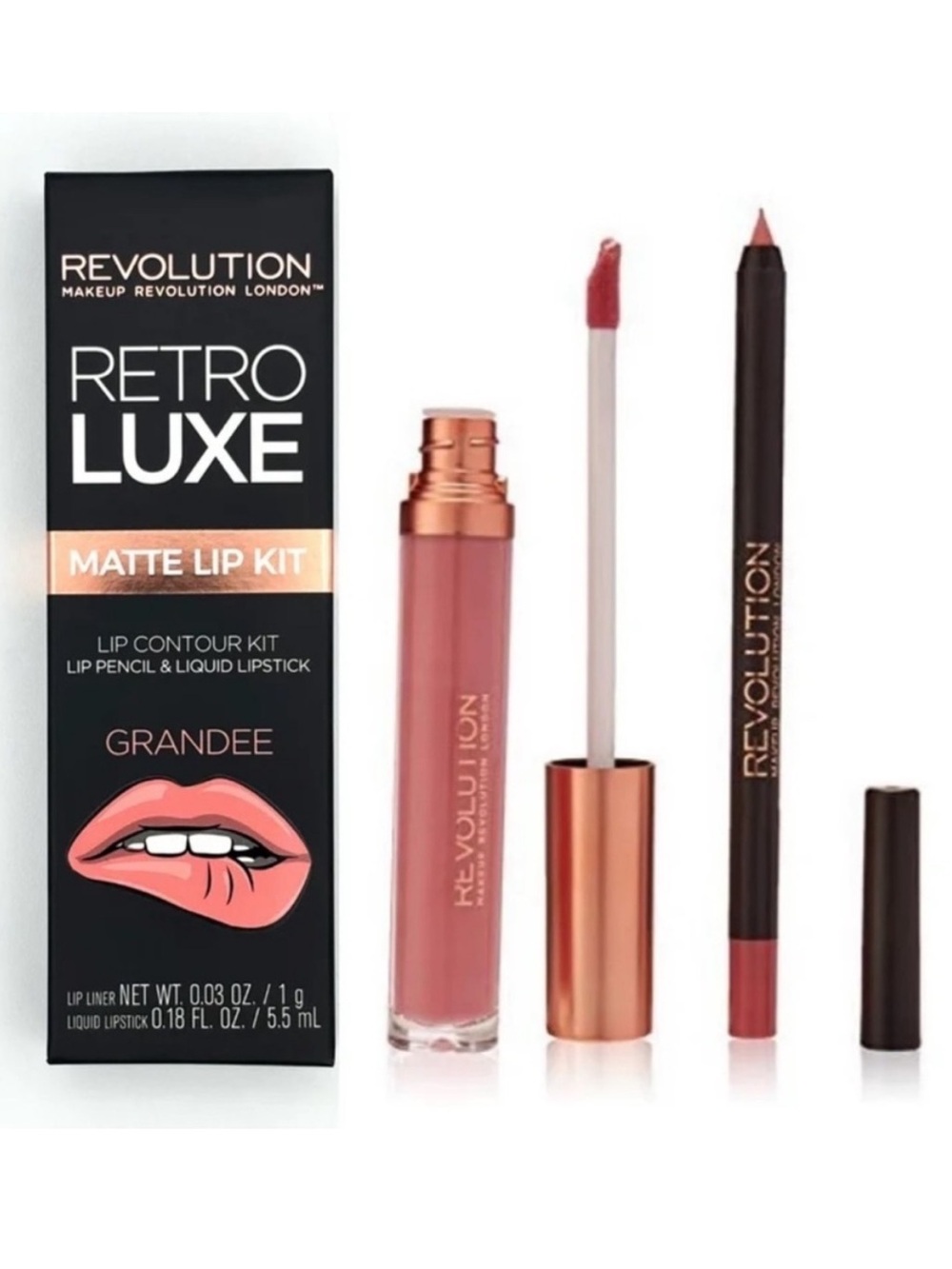Revolution Retro Luxe Matte Lip Kit — Grandee Pink Nude